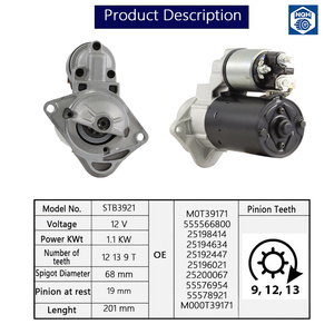 มอเตอร์สตาร์ท 12V 1.1KW 12T สำหรับ Chevrolet Aveo Opel Astra <span class=keywords><strong>Corsa</strong></span> A12XE OE 0001107521 0001107522 - Product Image 2