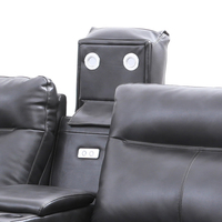 Sofá Seccional Reclinable Eléctrico de Cuero Genuino Estilo Americano MANWAH CHEERS para Sala de Estar