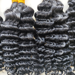 Cheveux à tresser en vrac Deep Wave pour tresses bohèmes, 60% cheveux humains, perruques en vrais cheveux tissées à la main, 100g, 14-24 pouces, couleurs noir/brun/blond - Product Image 5