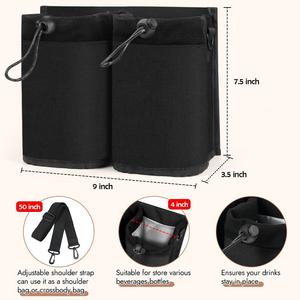 Bolsa de viaje con aislamiento térmico multifuncional personalizada para bebidas, soporte para equipaje, portavasos con correa ajustable para el hombro - Product Image 4