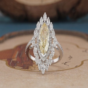 Bague classique en or 14 carats avec diamant de laboratoire pour femme, bague de fiançailles solitaire en diamant synthétique, bijoux fins pour anniversaire de mariage - Product Image 1