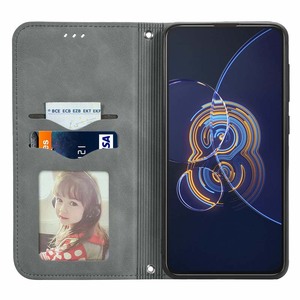 เคสโทรศัพท์แบบฝาพับหนัง PU ที่เป็นมิตรต่อผิวสำหรับ Asus <span class=keywords><strong>ZenFone</strong></span> <span class=keywords><strong>8</strong></span>ดีไซน์แบบพับได้พร้อมขาตั้งและช่องใส่บัตร - Product Image 5