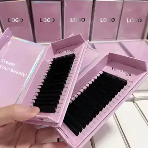 Wimpers Groothandel Benodigdheden Custom Pbt Wimper Extensie Russische Donker Mat Zwart Fluwelen Lash Trays Kasjmier Lash Extensions