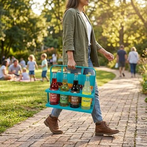 Porte-bouteilles de vin pliable moderne et écologique avec logo personnalisé, <span class=keywords><strong>panier</strong></span> à bière en plastique pliable pour une utilisation en soirée - Product Image 6