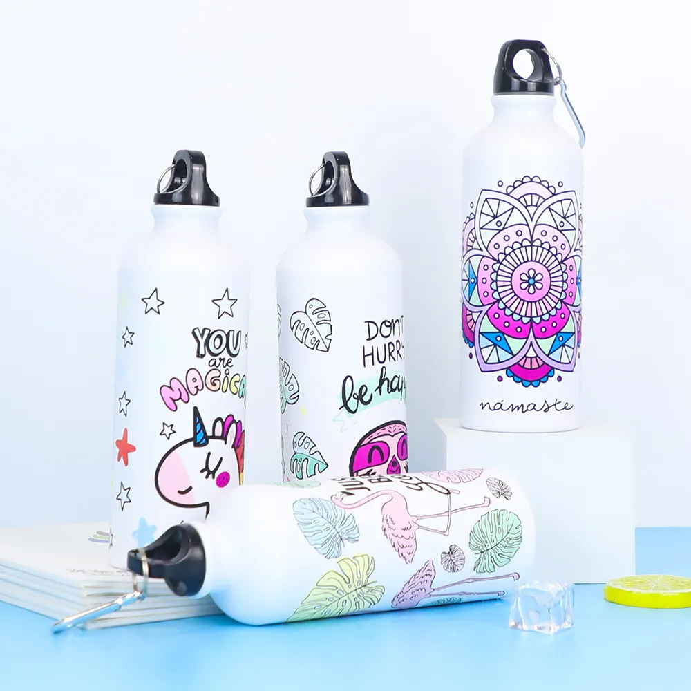Wholesale Custom Outdoor Electroplate Aluminium Bottle Gradient Colour Changing Sports Drink Water Bottle
