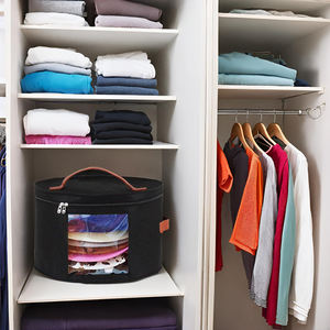 Boîte à chapeaux ronde en feutre grande capacité pour femmes, étui de rangement portable pour casquettes de cowboy, idéal pour le voyage - Product Image 4