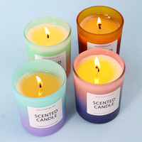 Vente en gros, cadeau personnalisé, huile essentielle, arôme dégradé, verre, bougie de soja, cire de luxe, aromathérapie, parfum de maison, récipient, bougie parfumée