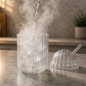 Vaso <span class=keywords><strong>de</strong></span> Vidrio Borosilicato Resistente al Calor <span class=keywords><strong>de</strong></span> 400 ml, con Tapa Abovedada Acanalada y Pajita, para Café Helado, Jugo, Leche, Té, Hecho a Mano, Reutilizable, para Niños - Product Image 4