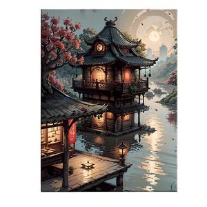 Jiangnan ภาพวาดสีน้ำมันดิจิตอลสไตล์สถาปัตยกรรมสไตล์<span class=keywords><strong>โบราณ</strong></span>, ภาพวาดสีน้ำมันวาดด้วยมือสำหรับตกแต่ง - Product Image 6