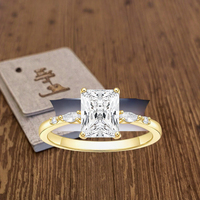 Bague de fiançailles en zircone cubique taille Radiant 3 carats avec pierres latérales marquise pour femme, bijoux de promesse de mariage, fabrication OEM ODM