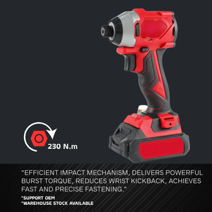 511212 Perceuse à percussion sans fil 20V, moteur sans balais, embout hexagonal 1/4 pouce, couple 230 N.m, batterie Li-ion, charge rapide, éclairage LED, certifiée CE - Product Image 4