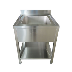 อ่างล้างจานสเตนเลสสตีลสำหรับงานหนัก VICTORY KITCHEN สำหรับใช้ในห้องปฏิบัติการ แบบอ่างเดี่ยว ขาเหลี่ยม พร้อมแผ่นกันน้ำกระเด็น - Product Image 2
