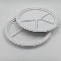 Assiettes biodégradables en amidon de maïs robustes de 12 pouces, plateau alimentaire jetable à 4 compartiments pour la restauration