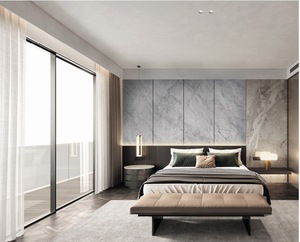 Panneau mural PET en marbre texture continue bambou charbon de bois placage wpc pour murs de fond - Product Image 1