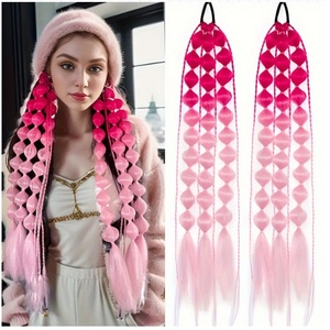 20-Zoll-weiche Ombre-Farbe Synthetisches Haar Geflochtene Pferdes chwanz verlängerung Jumbo Bubble Twist Pferdes chwänze Hair Bulk - Product Image 1