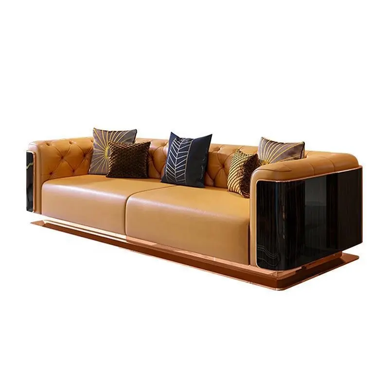 Wholesale orange leather Sofa Modern Luxury Home Sofa Set Living Room Furniture luxury sofa