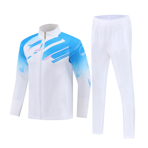 Ensemble de maillots de football pas cher à manches longues avec fermeture éclair, en polyester uni, pour hommes - Product Image 5