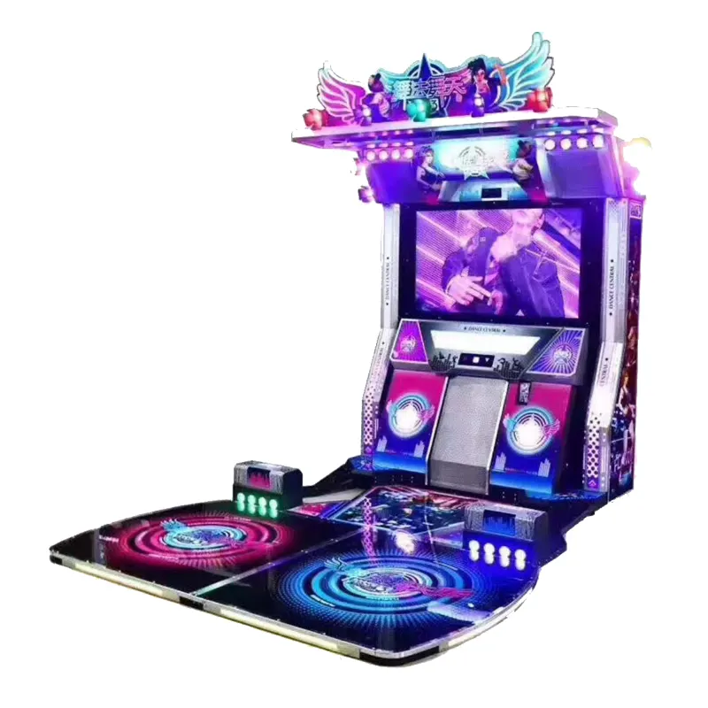 Eğlence parkı sikke işletilen arcade oyun makinesi müzik dacing simülatörlü oyun makinesi 2 oyuncu için