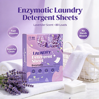 Feuilles de lessive enzymatiques jetables parfum lavande, 40 feuilles pour 80 lavages, sans désordre, bandes de détergent concentré pour le lavage des vêtements