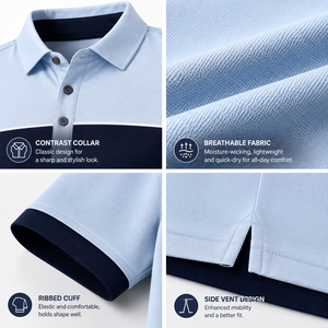 Camisa Polo Bordada Personalizada para Hombre, Diseño de Dos Tonos con Paneles en Contraste, Logotipo Personalizado, Uniforme Corporativo para Equipos - Product Image 2