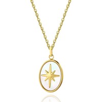 XL23336 Collier en acier inoxydable plaqué or 18 carats étanche et non terni avec pendentif en forme de cœur et de coquillage pour femme