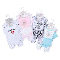 Ensemble de vêtements pour nouveau-né en coton pur, combinaison, barboteuse, 5 pièces, unisexe, traitement doux, coffret cadeau pour nouveau-né, style européen et américain