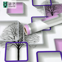 Panneaux muraux 3D modernes de luxe, moules muraux intérieurs, papier peint adhésif en PVC amovible violet pour la décoration de la maison