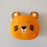 Porte-monnaie personnalisé en silicone portable pour enfants, motif animal, fermeture éclair, petit sac à monnaie, pochette à pièces résistante à l'eau