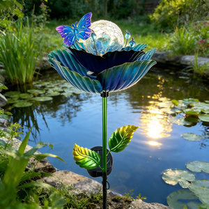 Lampe solaire <span class=keywords><strong>LED</strong></span> de jardin personnalisée IP65 en fer, modèle Lotus, 3500K blanc chaud, angle de faisceau 360°, pour <span class=keywords><strong>extérieur</strong></span>, maison, cour et allée - Product Image 3