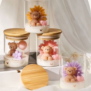 เทียนหอมรูปหมีเท็ดดี้น่ารัก กลิ่นดอกไม้ บรรจุในขวดแก้ว ตกแต่งบ้าน - Product Image 1