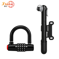 Ensemble combiné cadenas en U et mini-pompe à vélo, kit de sécurité antivol portable pour le cyclisme