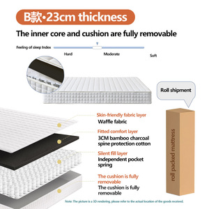 Colchón Ecológico y Duradero con Muelles Ensacados, Tejido de Algodón Tipo Waffle, Desmontable, Lavable, Enrollado Comprimido, para Dormitorio y Apartamento - Product Image 2