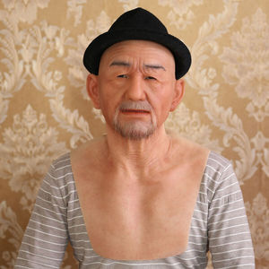 2025 Halloween completo hombre descalzo anciana tocado Cosplay peluca silicona cabeza máscara - Product Image 4