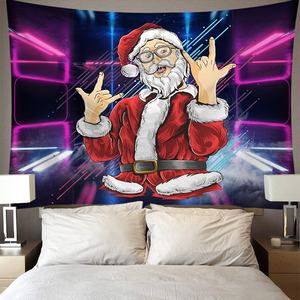 Unique Intéressant Lumineux Coloré <span class=keywords><strong>Punk</strong></span> Cool Père Noël Série Diffusion En Direct Fond Tissu 3D Impression Numérique Tapisserie - Product Image 6