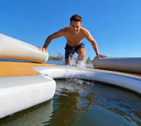 Canapé flottant gonflable en forme de C, fauteuil de relaxation aquatique gonflable, île flottante ronde pour la baignade, plateforme flottante gonflable