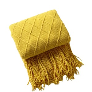 Plaid en tricot doux avec pompons, léger, pour canapé, bureau, lit, couverture de sieste estivale pour climatisation - Product Image 6
