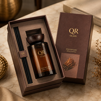 Bouteille diffuseur de parfum en verre transparent de luxe, recyclable, minimaliste, ambre, 120 ml, avec texture spirale
