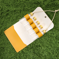 Organisateur de condiments RR avec 5 bouteilles, sac à épices pliable en cuir PU pour le camping, le pique-nique en plein air, le barbecue, ensemble de bouteilles d'épices