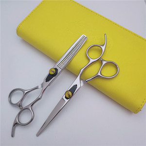 Ciseaux à cheveux professionnels en acier inoxydable, ciseaux plats, ciseaux à effiler, manche moyen, pointe acérée, pour usage en salon - Product Image 1