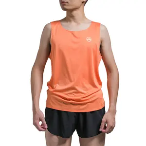 Monton Hombre Ligero Corte láser Campo sin costuras Camiseta Running Marathon Tank