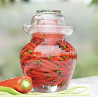 Pot de cornichon de fermentation en verre transparent scellé de grande capacité avec couvercle de bol pour le marinage Kimchi Japandi Design pour cuisine ou cadeau