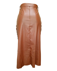 <span class=keywords><strong>Jupe</strong></span> en <span class=keywords><strong>Cuir</strong></span> Style Européen et Américain pour <span class=keywords><strong>Femme</strong></span> - Mi-Longue, Slim, en PU, Naturelle, Décontractée, Fendue et Ajustée pour Été, Automne et Hiver - Product Image 4