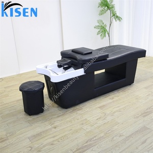 เตียงสระผม Kisen Black Shampoo Bed Top Design สำหรับร้านเสริมสวย พร้อมฟังก์ชั่นนวดศีรษะและสปาผม เฟอร์นิเจอร์สำหรับสระผม เครื่องบำบัดแบบญี่ปุ่น ลดราคา - Product Image 4