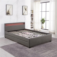 Nuevo diseño, cama moderna Led con mesas laterales malas Led