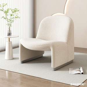 Sillón Puff Moderno para Dormitorio de Hotel de Lujo, Sillón Individual Estilo Crema para Sala de Estar, Naranja, Blanco Hueso, Personalizable - Product Image 3