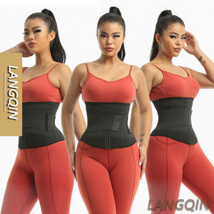 Ceinture de sudation élastique ajustable pour fitness, effet corset, contrôle moyen, avec fermeture éclair pour le ventre, amincissante, grande taille - Product Image 1