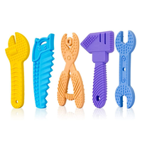 Lot de 5 jouets de dentition en silicone souple en forme de marteau, clé et étau, sans BPA, pour apaiser bébé