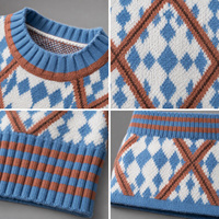 Ensemble deux pièces pull tricoté et mini-jupe géométrique à col rond pour femme - Vêtements féminins