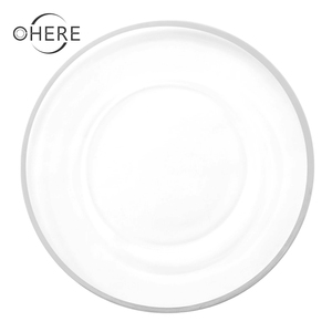 أطباق زجاجية إبداعية بالجملة من Ohere مع حافة ذهبية، صحون تقديم للحلويات، طقم عشاء شفاف للمطاعم الغربية - Product Image 2