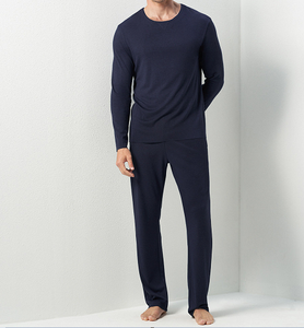 Individueller Herrenpyjama 2-teilig Heimlanger Ärmel-Set O-Ausschnitt Freizeitkleidung lose gestrickt modal Herren-Nachttisch - Product Image 5